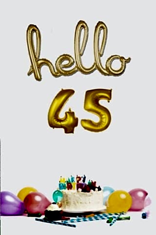 45 Yaş Doğum Günü Balonları - Hello 45 El Yazısı Gold Renk Folyo Balon