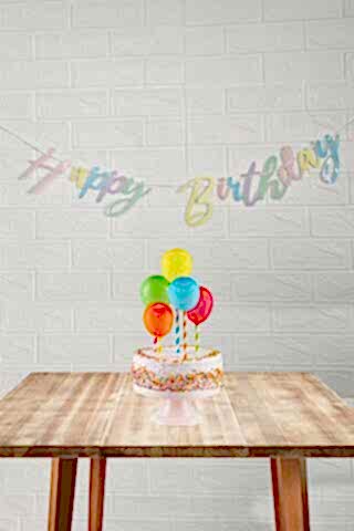Makaron Renkler Happy Birthday Banner Kaligrafi El Yazısı Doğum Günü Duvar Süsü