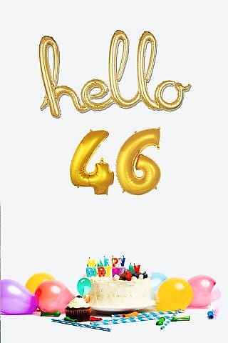 46 Yaş Doğum Günü Balonları - Hello 46 El Yazısı Gold Renk Folyo Balon
