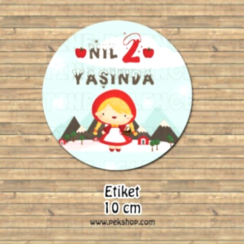 Kırmızı Başlıklı Kız Konsept 10 Adet 10cm Etiket