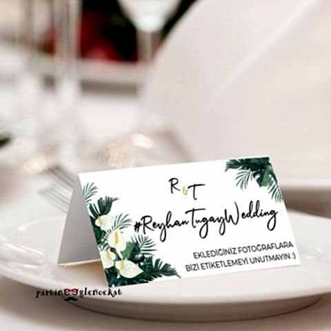 Monstera Zambak Konsept Hashtag / Masa Üstü İsim Kartları