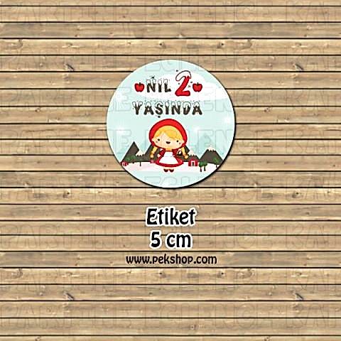 Kırmızı Başlıklı Kız Konsept  35 Adet 5cm Etiket