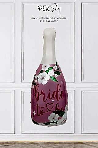 Çiçekli Pembe Bride To Be Yazılı Şişe Folyo Balon Bekarlığa Veda Balonu