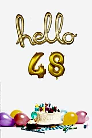 48 Yaş Doğum Günü Balonları - Hello 48 El Yazısı Gold Renk Folyo Balon