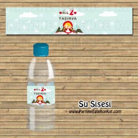 Kırmızı Başlıklı Kız Konsept Su Şişesi Etiketi