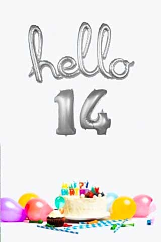 14 Yaş Doğum Günü Balonları - Hello 14 El Yazısı Gümüş Renk Folyo Balon