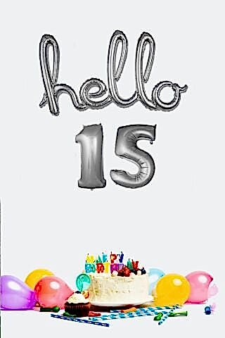 15 Yaş Doğum Günü Balonları - Hello 15 El Yazısı Gümüş Renk Folyo Balon