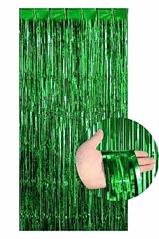 Fon Perde Kapı Perdesi Metalik Yeşil Renkli Arka Fon Süs Parti Fonu