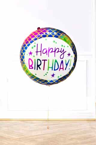 Yuvarlak Deniz Kızı Tema Doğum Günü Balonu Happy Birthday 18 inç