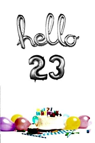 23 Yaş Doğum Günü Balonları - Hello 23 El Yazısı Gümüş Renk Folyo Balon