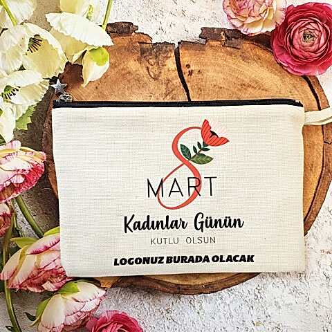 Astarlı Lüx Clutch Çanta 8 Mart Kadınlar Günü Logo Baskılı Kadınlar Figürlü