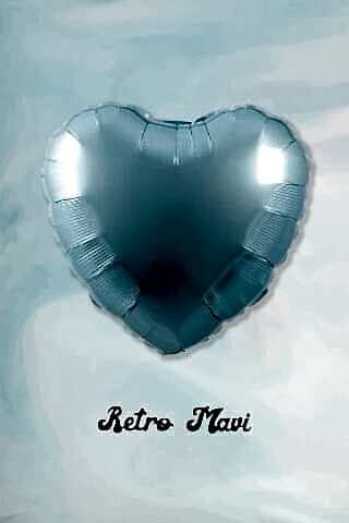 Retro Mavi Kalp Folyo Balon 18inç 45cm Retro Renk Balon