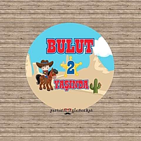 Kovboy Konsept 10 Adet 10cm Etiket