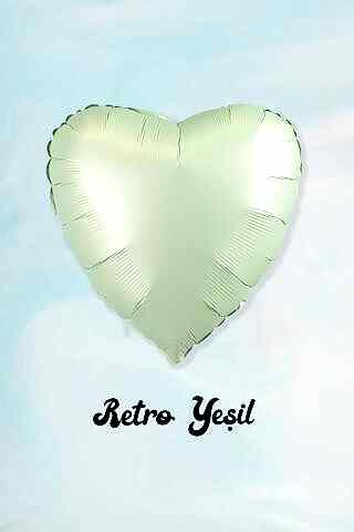 Retro Yeşil Kalp Folyo Balon 18inç 45cm Retro Renk Balon