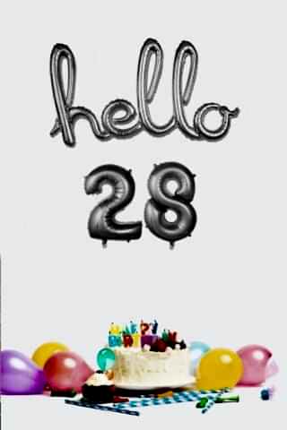 28 Yaş Doğum Günü Balonları - Hello 28 El Yazısı Gümüş Renk Folyo Balon