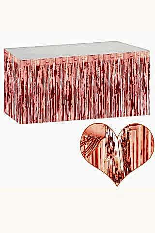 Rose Gold Masa Eteği Masa Kenarı Püskül Işıltılı Metalize Rose Gold