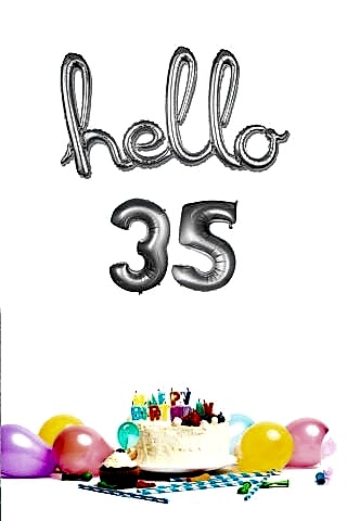 35 Yaş Doğum Günü Balonları - Hello 35 El Yazısı Gümüş Renk Folyo Balon