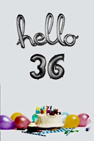 36 Yaş Doğum Günü Balonları - Hello 36 El Yazısı Gümüş Renk Folyo Balon