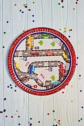 Araba Konsept Karton Tabak Trafik Yuvarlak 8 li Paket