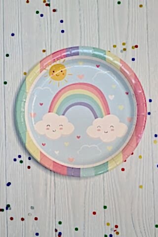 Gökkuşağı Konsept Karton Tabak Yuvarlak 8 li Paket