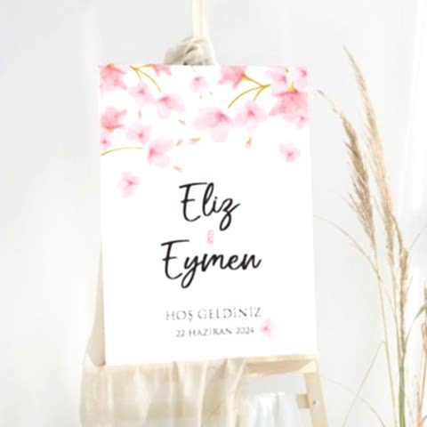 Kiraz Çiçekleri Konsept Karşılama Panosu