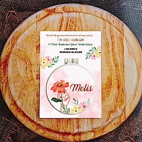 Tek Tek İsimli Turuncu Çiçekler 8 Mart Hediyelik Ayna