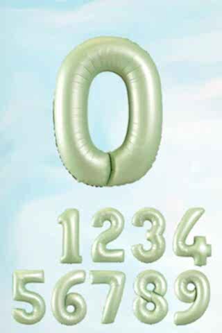 Retro Yeşil Rakam Balonlar 80 cm Retro Renk Yaş Balonları