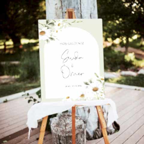 Retro Papatya Konsept Karşılama Panosu