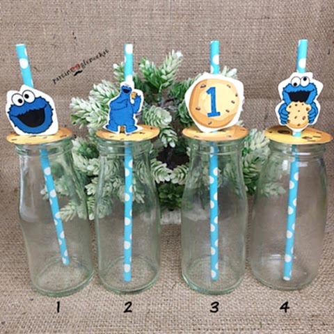 Kurabiye Canavarı Konsept Pipet Süslü Limonata Şişesi