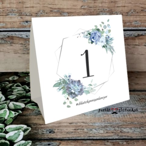 Silver Mavi Konsept Masa Numara Kartı