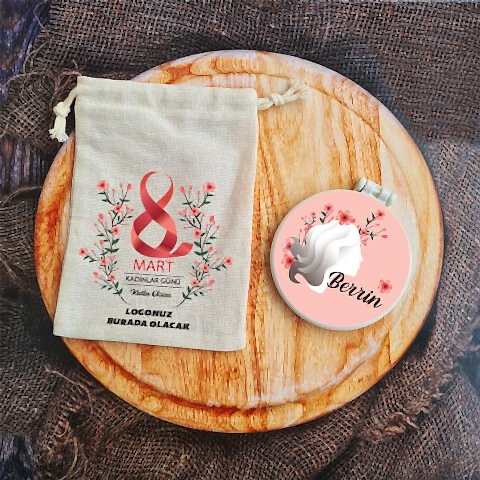 Tek Tek İsimli Kırmızı Çiçekler Kadın Silüeti 8 Mart Hediyelik Ayna