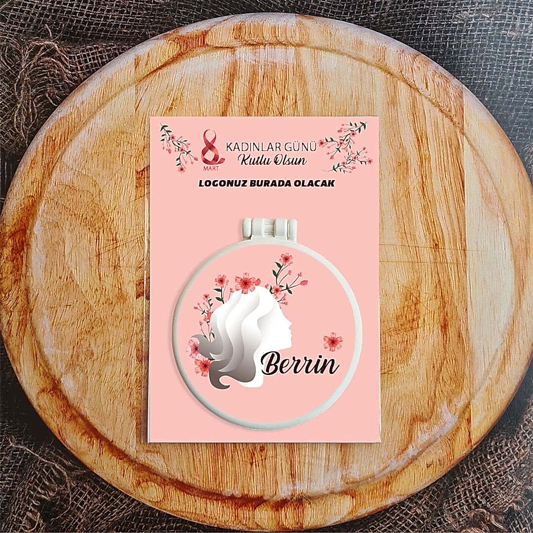 Tek Tek İsimli Kırmızı Çiçekler Kadın Silüeti 8 Mart Hediyelik Ayna