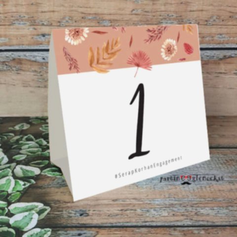 Soft Sonbahar Konsept Masa Numara Kartı