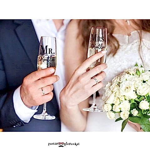 Mr-Mrs Kişiye Özel Şampanya Kadehi 2'li