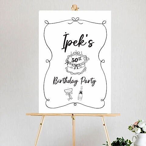 Siyah Zarif Fiyonk Konsept Doğum Günü Panosu