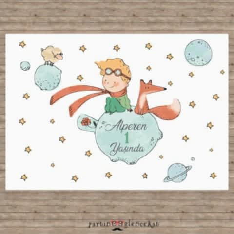 Little Prince Konsept Doğum Günü Afişi Poster