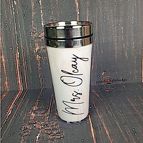 Pembe Mermer Temalı Kişiye Özel Termos Bardak