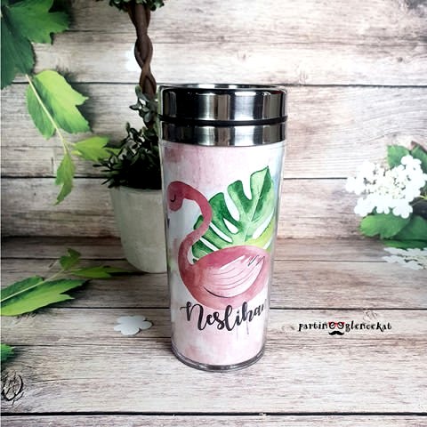 Flamingo Temalı Kişiye Özel Termos Bardak