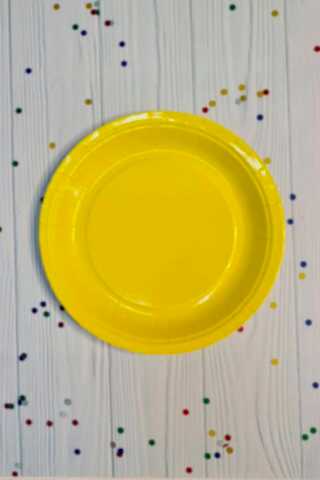 Sarı Karton Tabak Yuvarlak 8 Adetli Paket