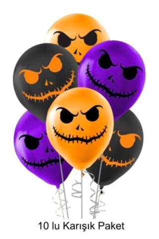 Cadılar Bayramı Balonları 10lu Paket Halloween Baskılı Balonlar