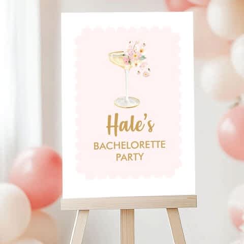 Çiçekli Kadeh Konsept Bekarlığa Veda Panosu