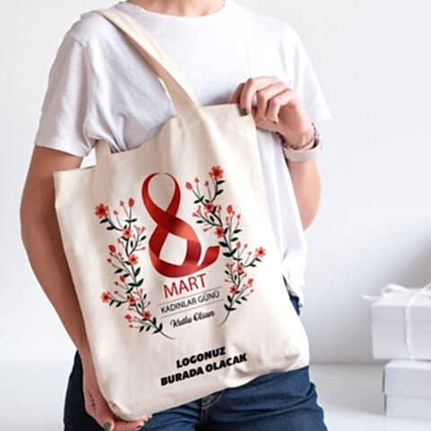 Kırmızı Çiçekli 8 Mart Hediyesi Kol Çantası