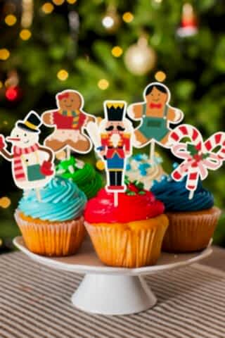 Eğlenceli Yılbaşı Yeni Yıl Kürdan Süsleri Cupcake Süsleri Lüks Büyük Boy 10lu Paket