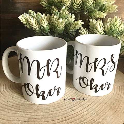Kişiye Özel Baskılı Mr-Mrs Gelin-Damat Kupası