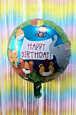 Yuvarlak Safari Temalı Folyo Balon Happy Birthday Yazılı Safari Konsept Doğum Günü Balonu 45cm