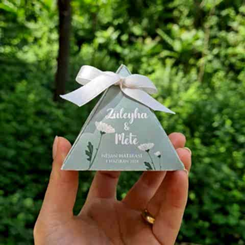 Retro Green Konsept Piramit Şekilli Nikah Şekeri