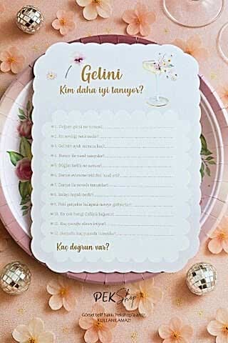 Çiçekli Gold Bride to be Konsept Gelini Kim Daha İyi Tanıyor Oyun Kartı
