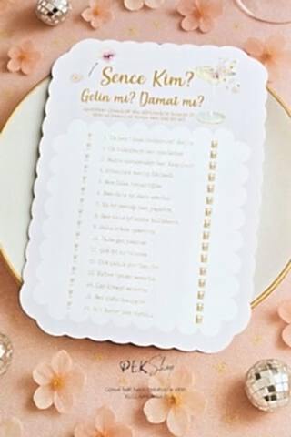 Çiçekli Gold Bride to be Konsept Gelin mi Damat mı? Oyun Kartı