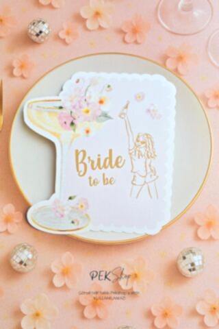 Çiçekli Bride Konsept Bride To Be Masa Kartı Bride Masa Süsleri 4lü
