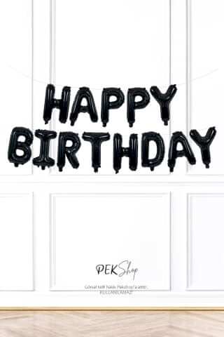 Siyah Renk Happy Birthday Retro Folyo Balon